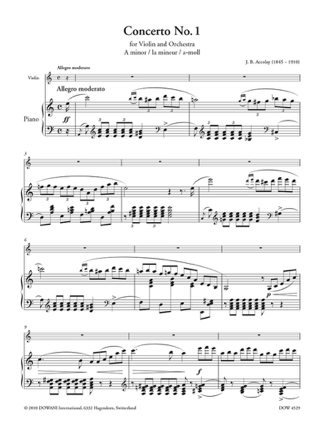 Concerto N°1 En la Min. - Jean-Baptiste ACCOLAY - Partition - Violon